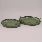 Піднос більший, 28*42*9 см, метал, колір оливковий