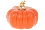 Декор порцеляновий Гарбузик, 7см, колір - помаранчевий глянець із золотом