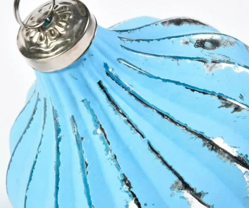 Іграшка на ялинку &laquo;Капля&raquo;, 8*8 см, колір блакитний зі сріблом