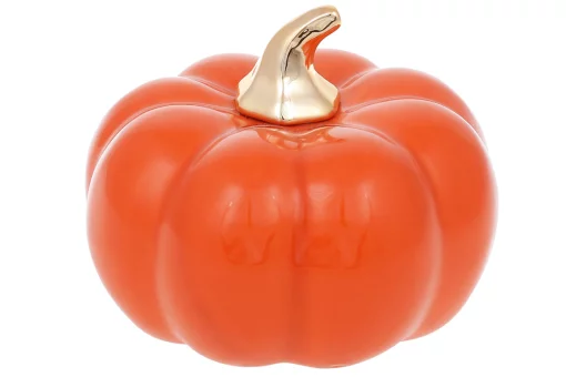 Декор порцеляновий Гарбузик, 13см, колір - помаранчевий глянець із золотом