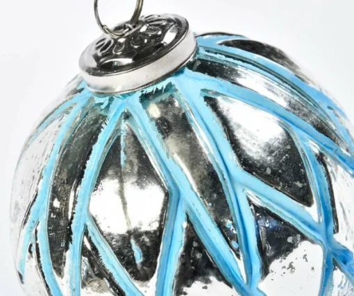 Прикраса &laquo;Куля&raquo;, 8*8 см, колір блакитний зі сріблом