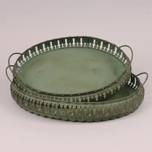 Піднос менший 23*36*9 см, метал, колір оливковий