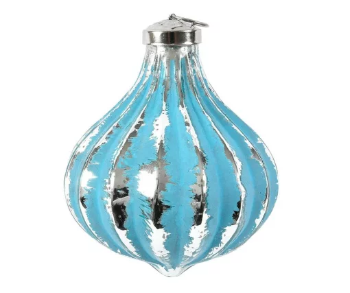 Іграшка на ялинку &laquo;Капля&raquo;, 8*8 см, колір блакитний зі сріблом