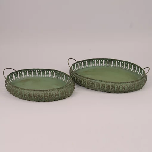 Піднос менший 23*36*9 см, метал, колір оливковий