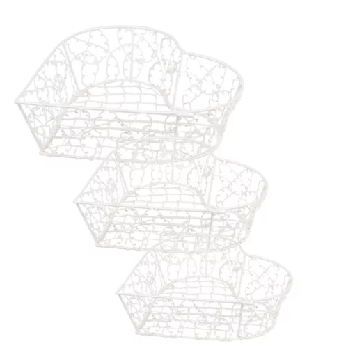 Набір корзин &laquo;Серце&raquo;, 15*6 см, 20*6 см, 25*6 см, метал, колір білий