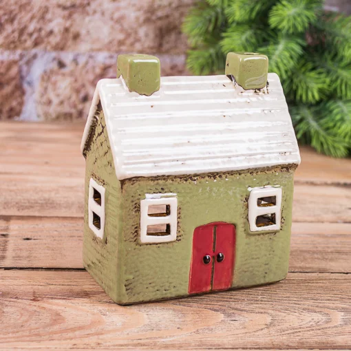 Будинок-підсвічник оливковий, 12*11*6 см, кераміка