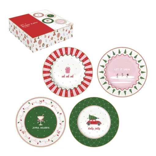 Набір CHRISTMAS TWIST з 4 тарілок, 19 см, порцеляна, в подарунковій коробці