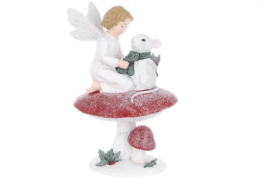 Декоративна фігура Фея з мишкою на грибочку, 20.8см, полістоун