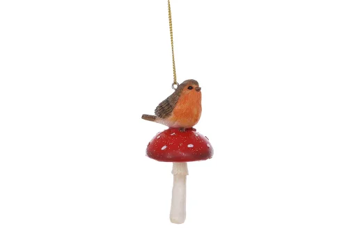 Декоративна підвіска Пташка на грибочку 4*4*8см, полістоун