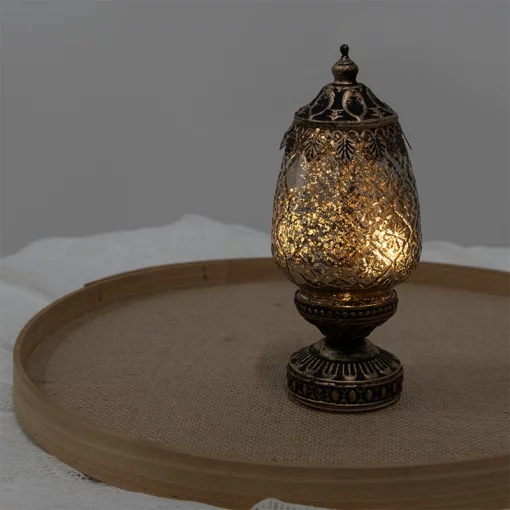 Ліхтар на ніжці з LED підсвіткою, 10X23 см, скло-метал