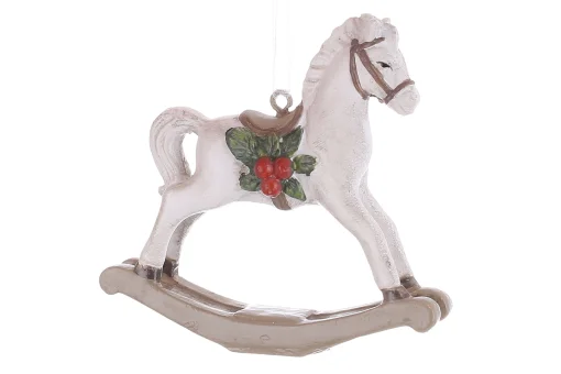 Декоративна підвіска Конячка 7.5*2*7см, колір - білий з коричневим