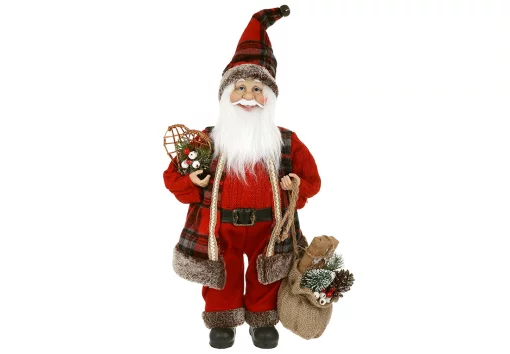 Декоративна фігура Санта з подарунками 45см, колір - червоний