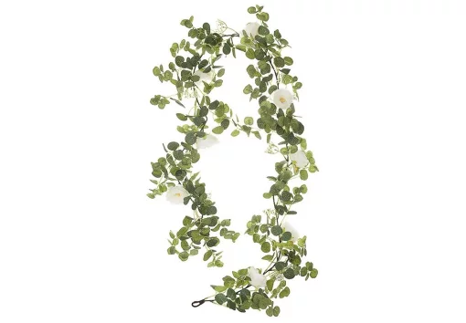 Декоративна гілка з трояндами 186см, колір - білий, тканина