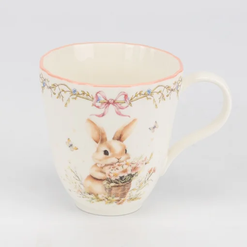 Кружка "Весняний кролик", біла, 350 мл, кераміка