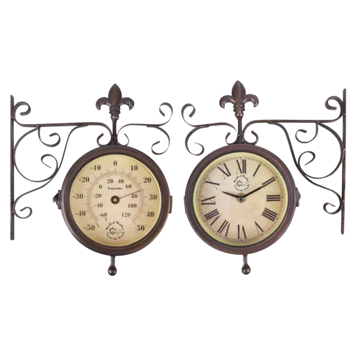 Настінний годинник + термометр, L 24.7 x D 9.8 x H 28.8 см, метал