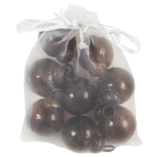 Набір скляних міні куль (8 шт.), 4*3 см в мішечку, колір мокко